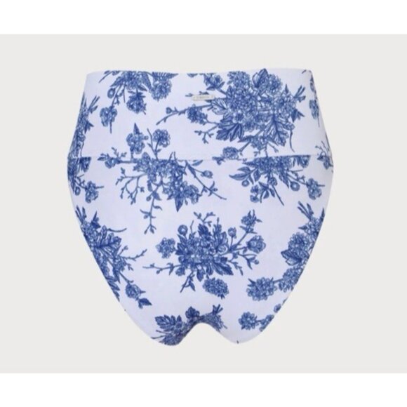 Berlook 2 Piece Swimsuit Bikini Size S Small Blue White High Rise NEW W Bag - Picture 5 of 14